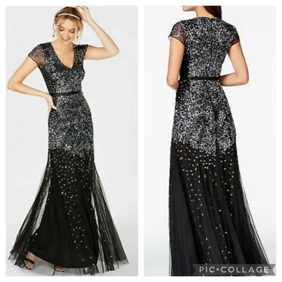 Adrianna Papell Plus size beaded cap sleeves gown - Picture 10 of 13